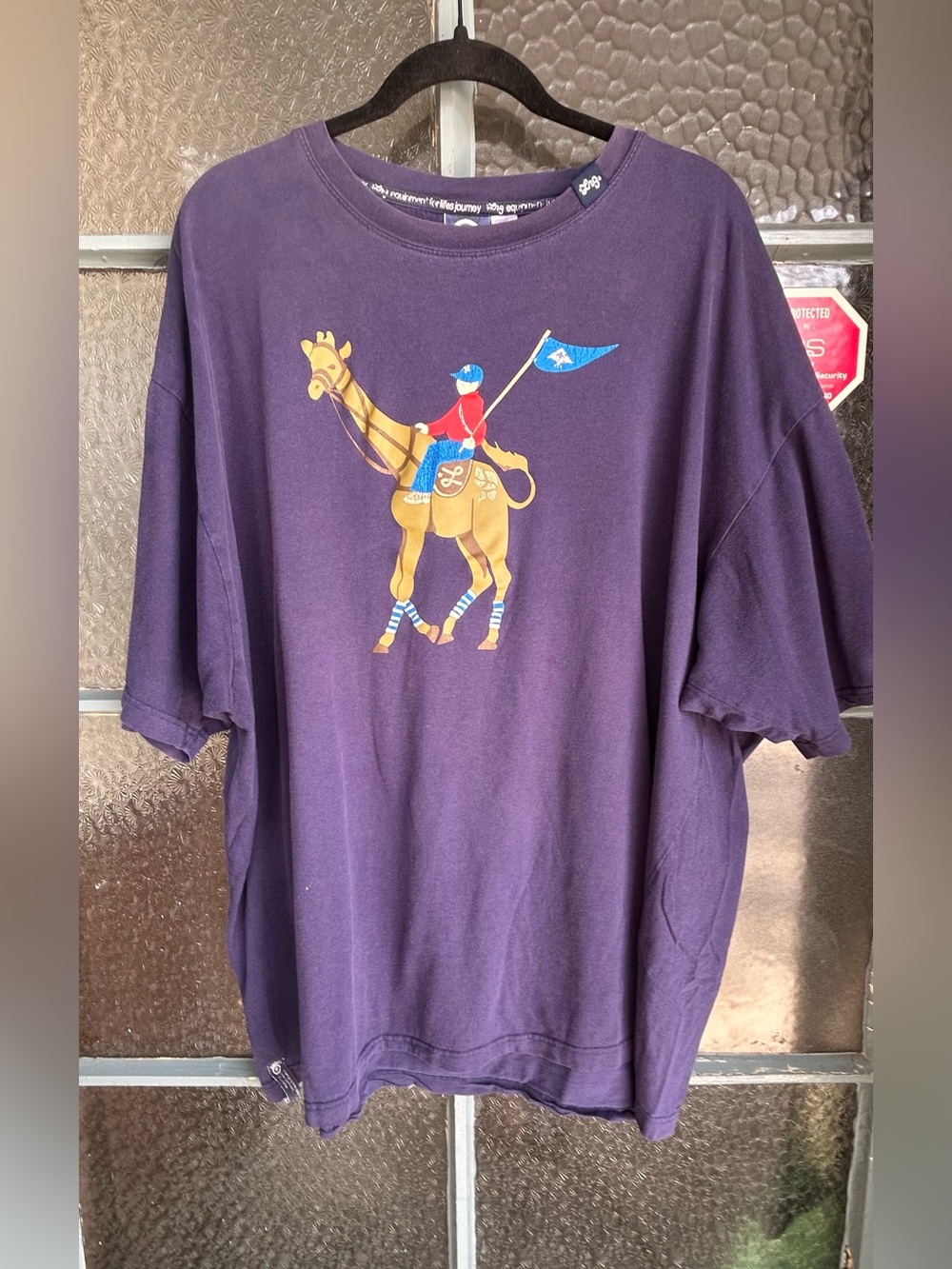 Vintage Y2K LRG Lopo Giraffe Polo Parody Graphic T-Shirt blue navy 3XL